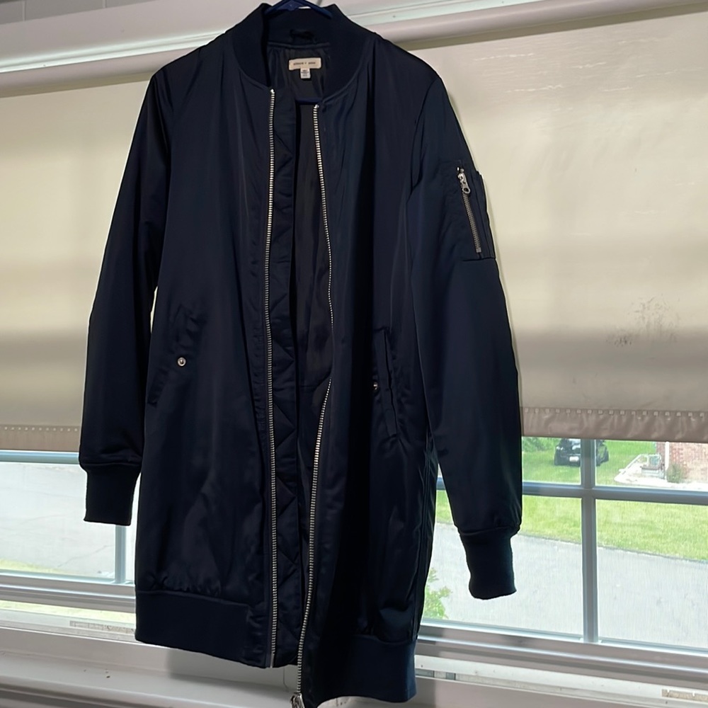 Navy Longline bomber jacket